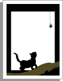 Stationery border with black cat and spider. Download stationery and letterhead.