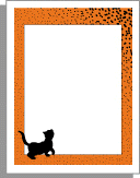Stationery border using orange and black. Black Cat