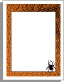 Stationery border using orange and black. Black spider