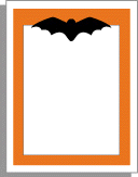 Stationery border using orange and black. Black Bat.