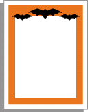Stationery border using orange and black. Black Bats.